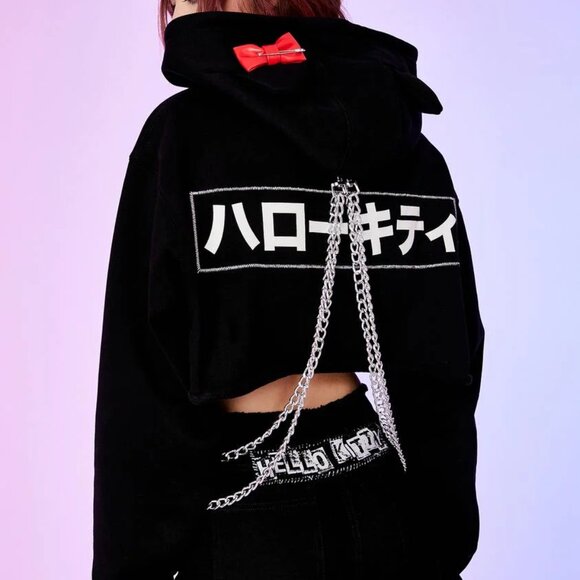 Dolls Kill x Hello Kitty Playtime Anarchy Cropped Hoodie - Picture 2 of 2
